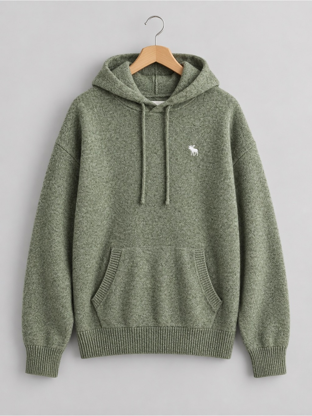 Abercrombie & Fitch Men's Heather Olive Knit Hoodie
